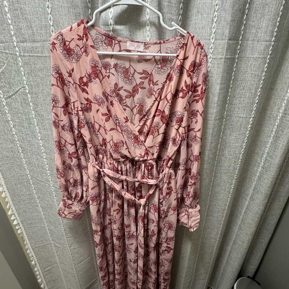 Pink Lily Ruched Wrap Dress in Pink and Purple